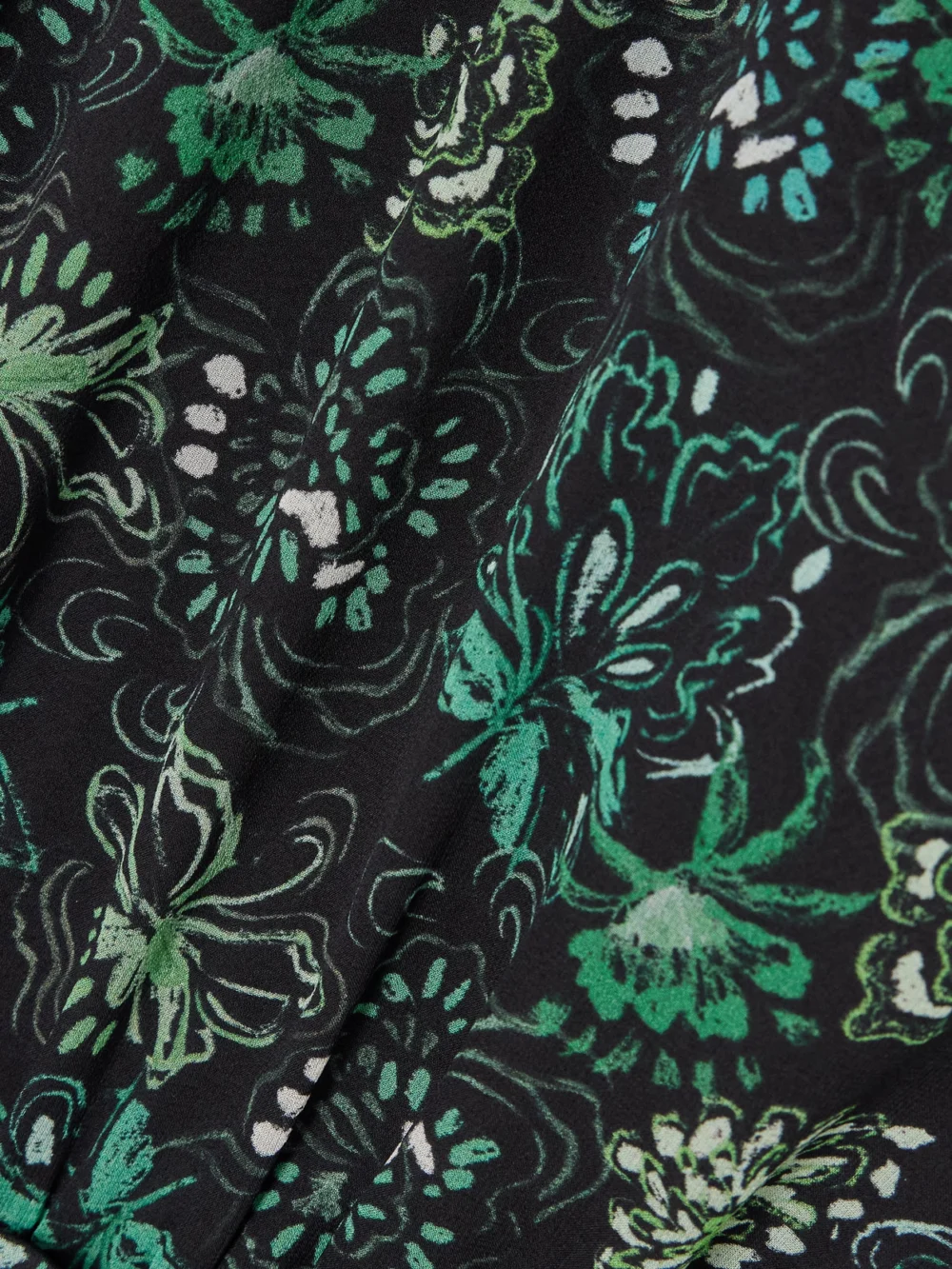 Close-up detail of the Saloni Jacqui B Belted Printed Silk-georgette Midi Dress