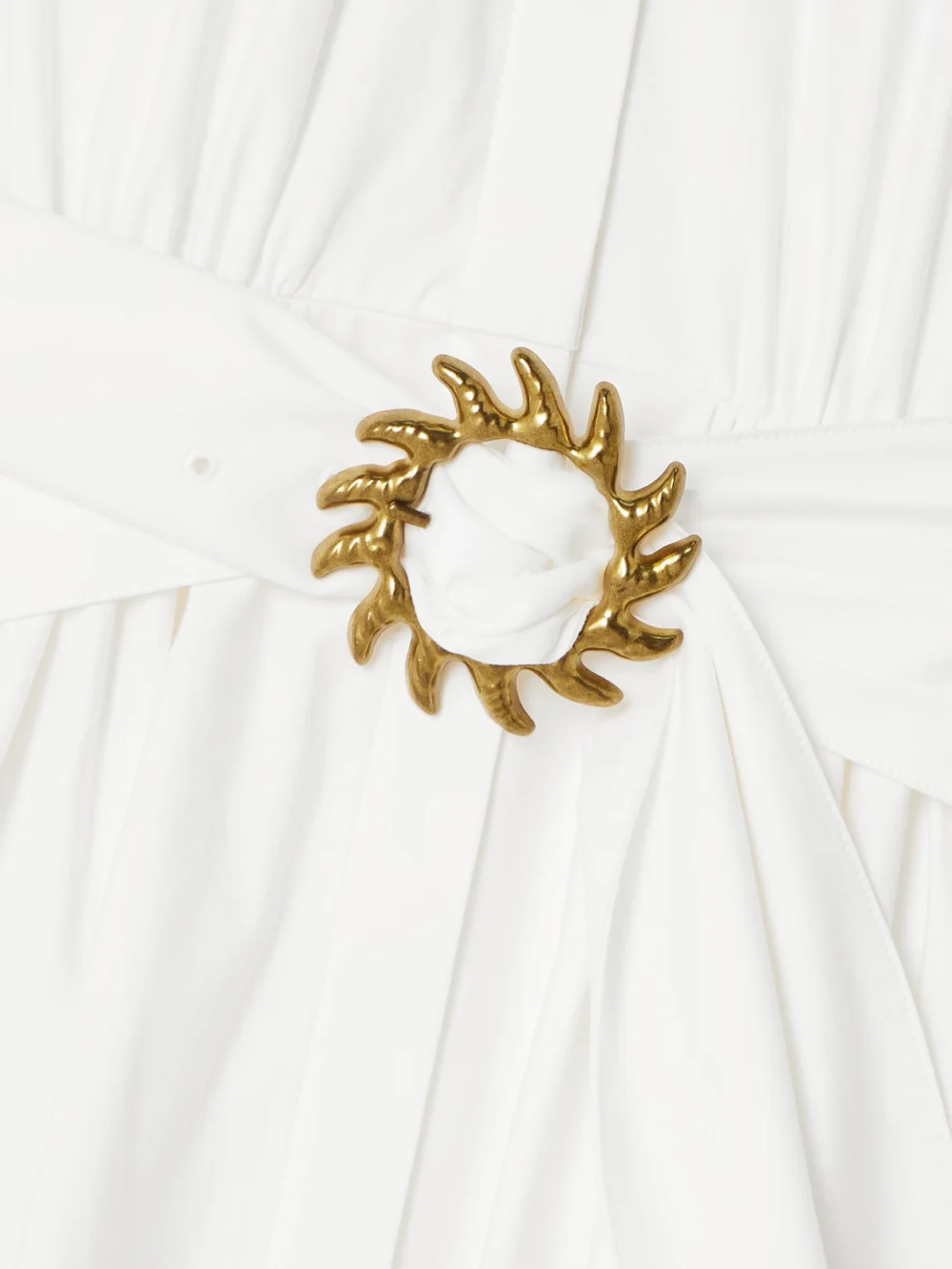 Close-up detail of the Saloni Neesha Belted Cotton-blend Midi Dress