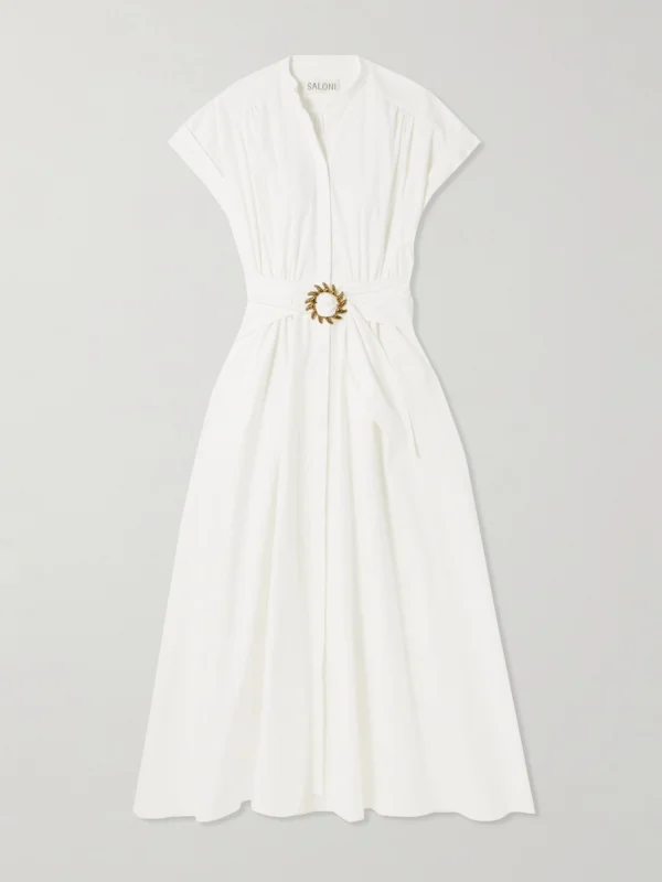 Saloni Neesha Belted Cotton-blend Midi Dress