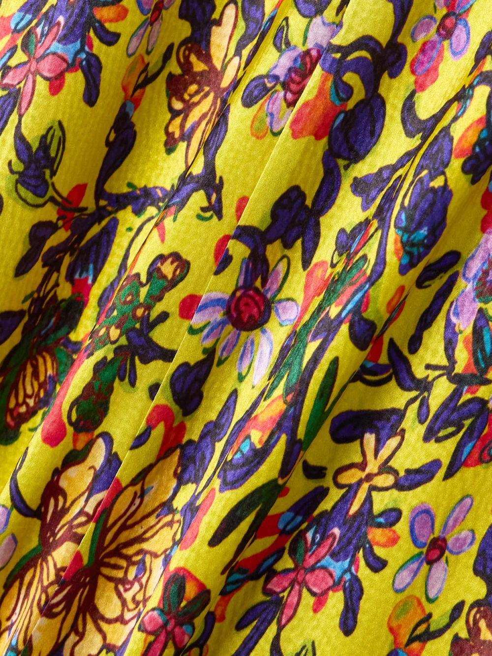 Close-up detail of the Saloni Renee Ruched Printed Silk-satin Gown