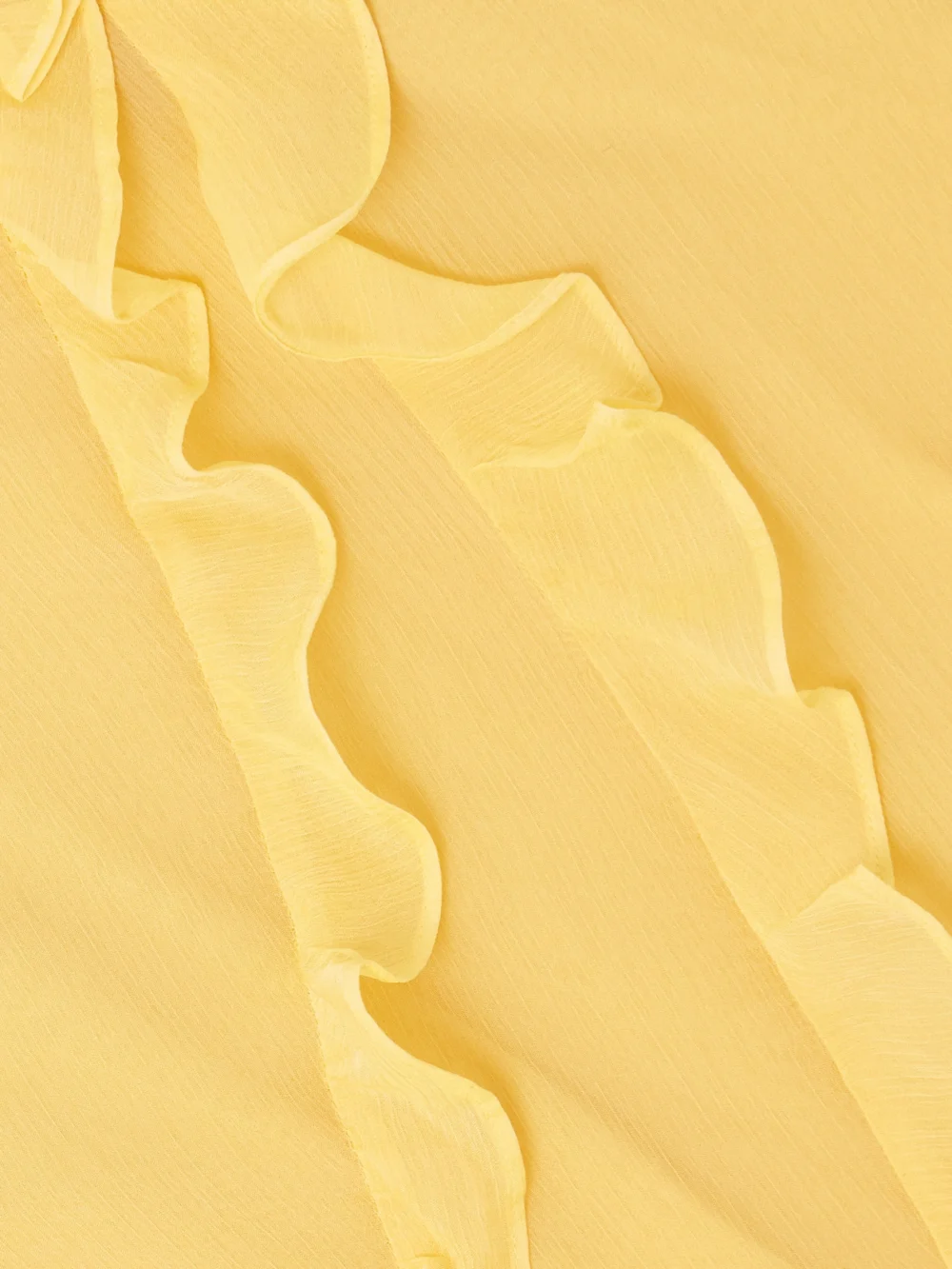 Close-up detail of the Saloni Renu Draped Ruffled Silk-blend Crepon Gown