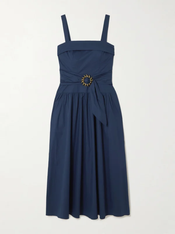 Saloni Zinnia Buckled Cotton-blend Poplin Midi Dress