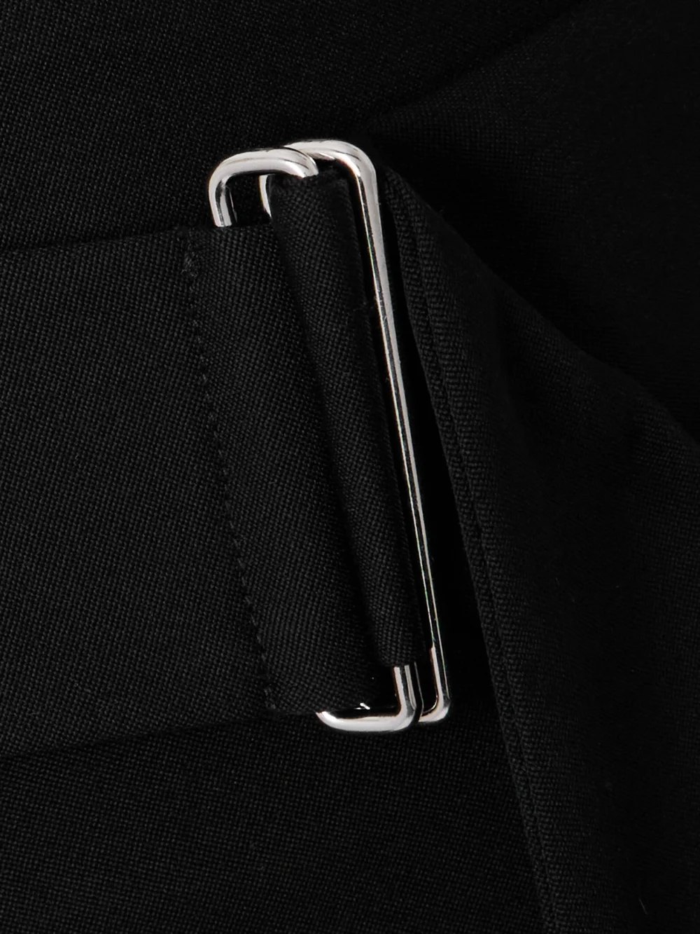 Close-up detail of the Sasuphi Angela Belted Pleated Grain De Poudre Wool Maxi Skirt