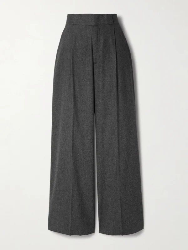 Sasuphi Bogart Pleated Wool-blend Flannel Wide-leg Pants
