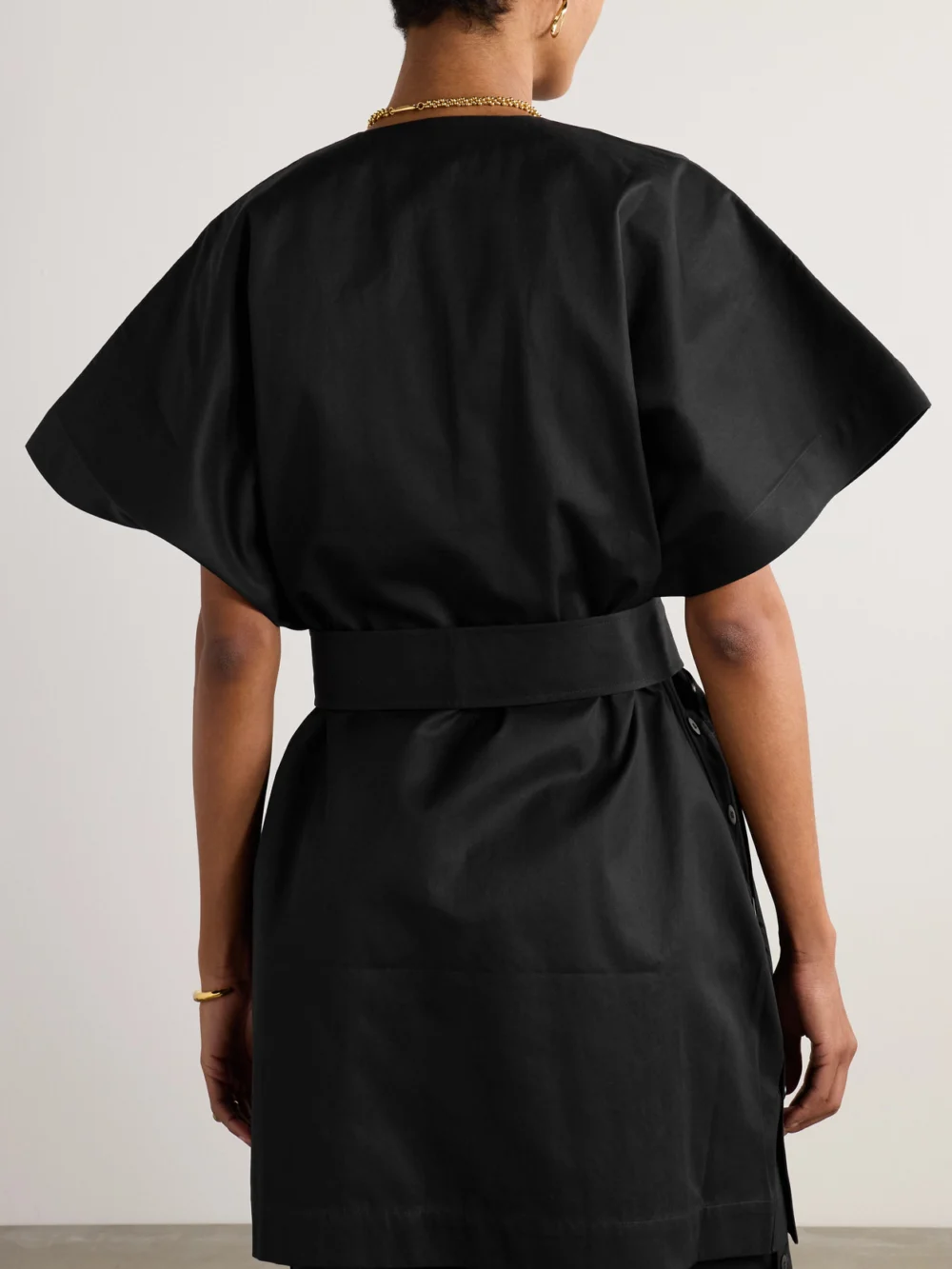 Back view of the Sasuphi Elettra Belted Cotton-twill Mini Dress