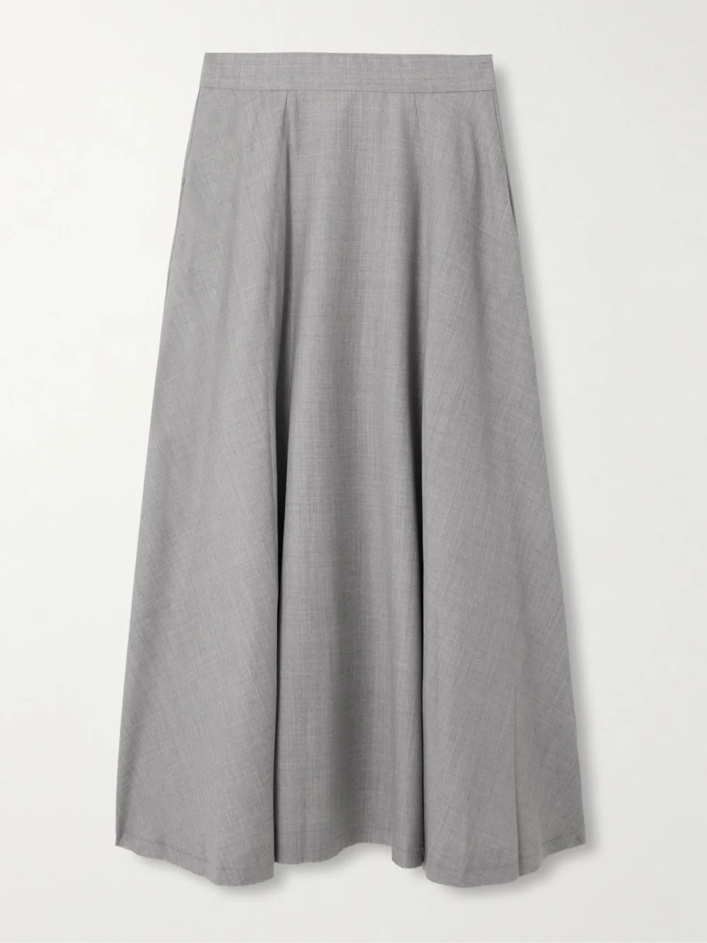 Sasuphi Lauren Frayed Wool Maxi Skirt in light gray