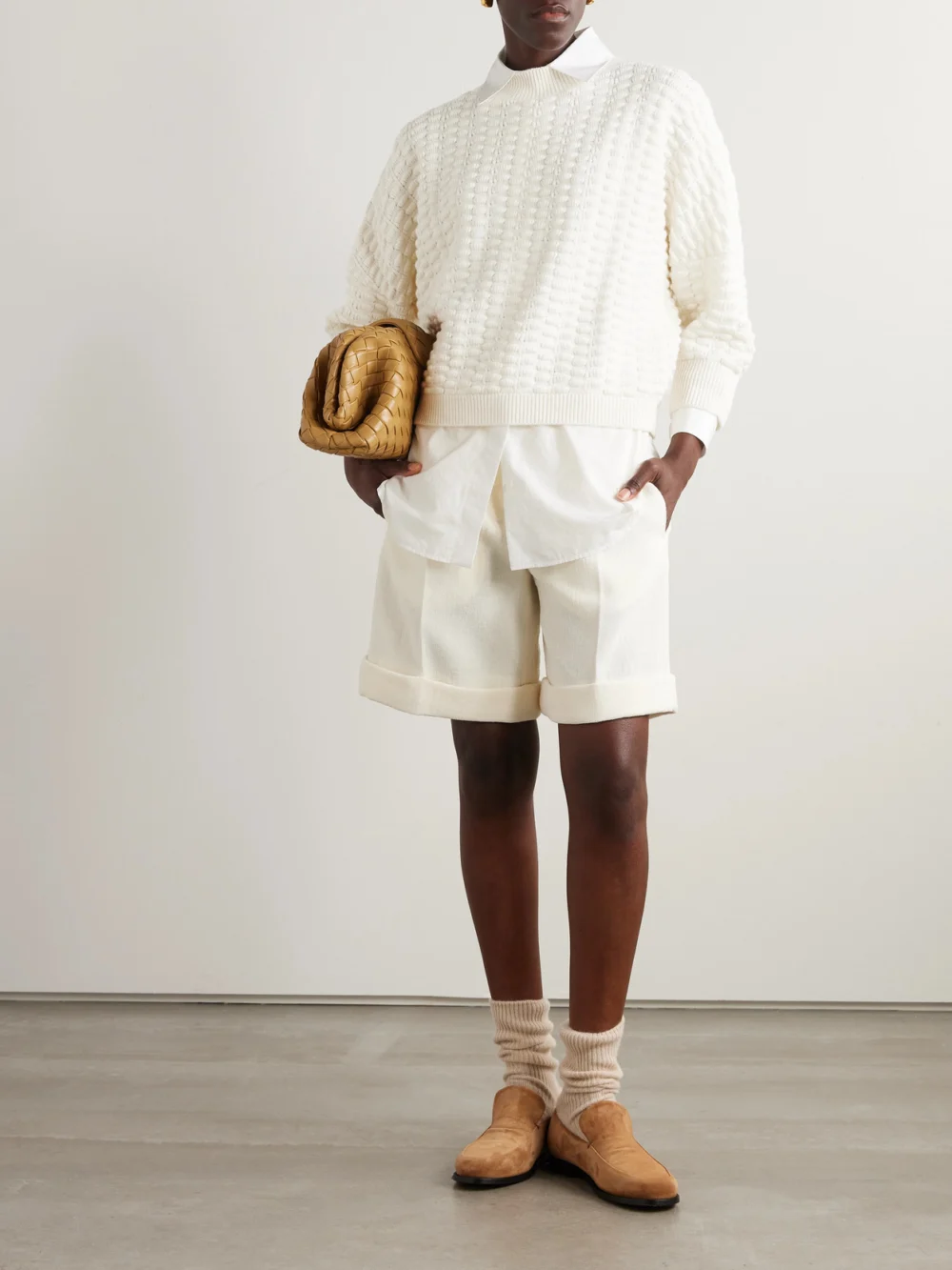 Sasuphi Lupetto Merino Wool and Cashmere-blend Sweater, worn by a model
