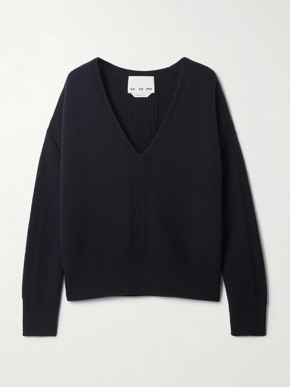 Sasuphi Rasato Merino Wool and Cashmere-blend Sweater in navy