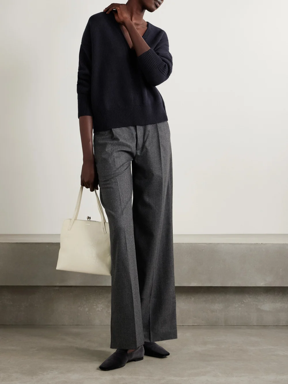 Sasuphi Rasato Merino Wool and Cashmere-blend Sweater, worn by a model