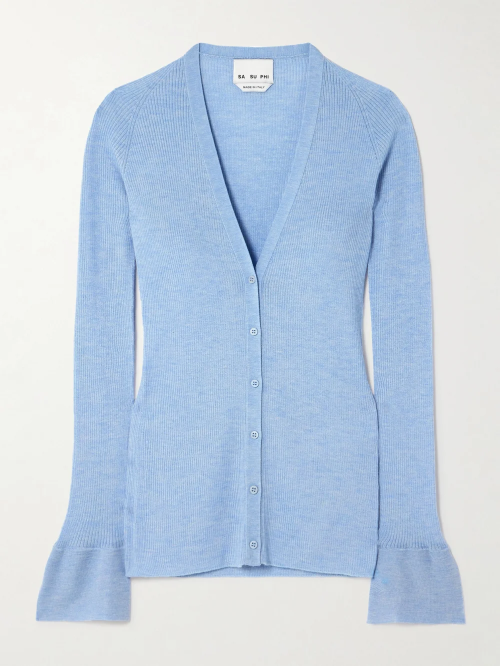 Sasuphi Ribbed Cashmere and Silk-blend Cardigan in light blue