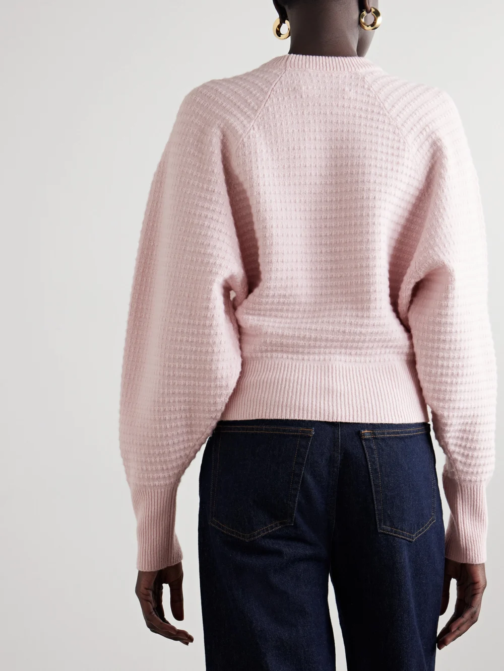 Back view of the Sasuphi Waffle-knit Merino Wool and Cashmere-blend Sweater