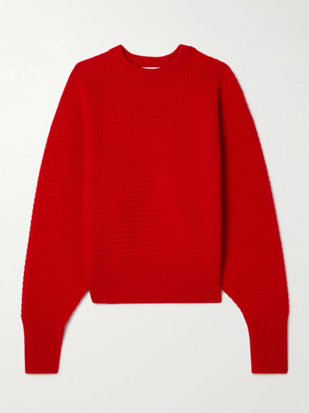 Sasuphi Waffle-knit Merino Wool and Cashmere-blend Sweater in red