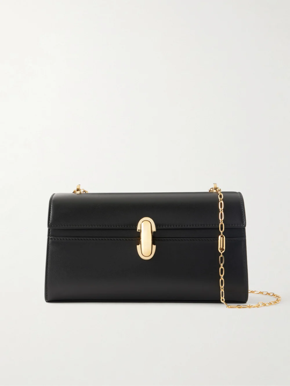 Savette Chain Symmetry Pochette Leather Shoulder Bag in black
