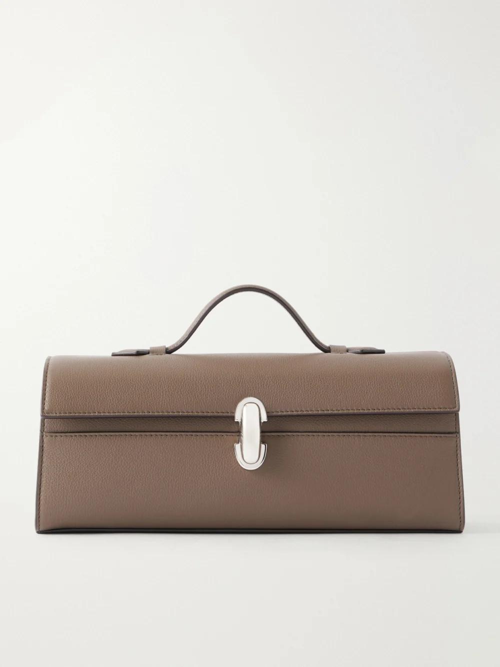 Savette Slim Symmetry Leather Clutch in taupe