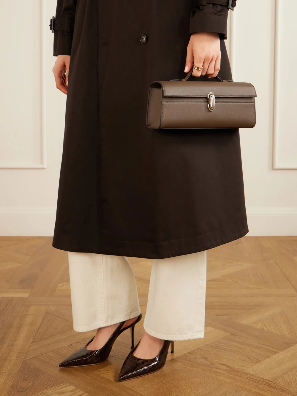 Savette Slim Symmetry Leather Clutch, styled view