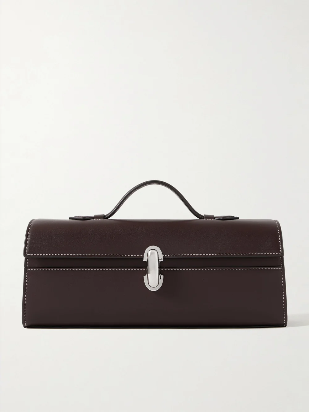 Savette Slim Symmetry Leather Top-handle Bag in chocolate