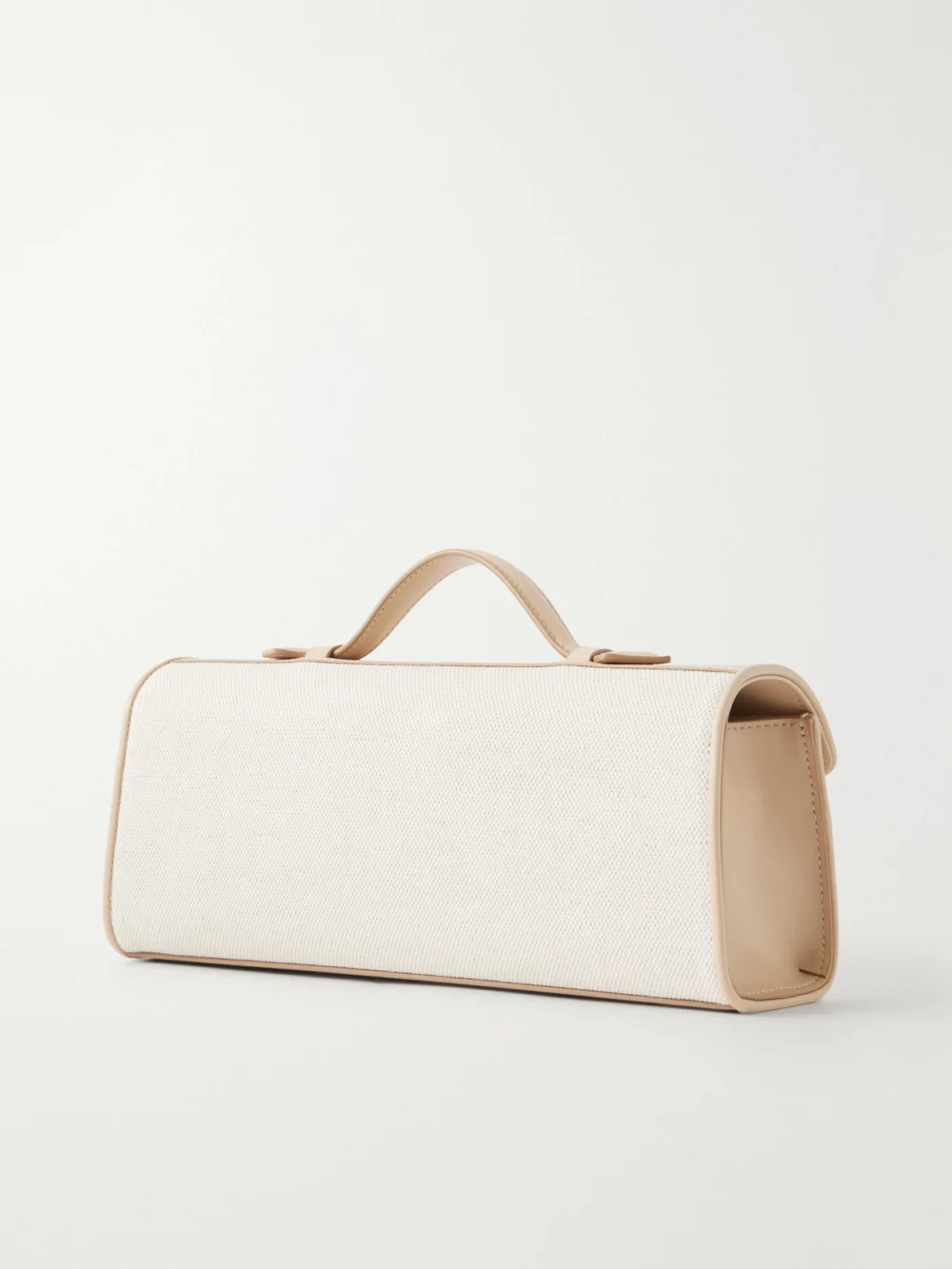 Back view of the Savette Slim Symmetry Leather-trimmed Canvas Top-handle Bag