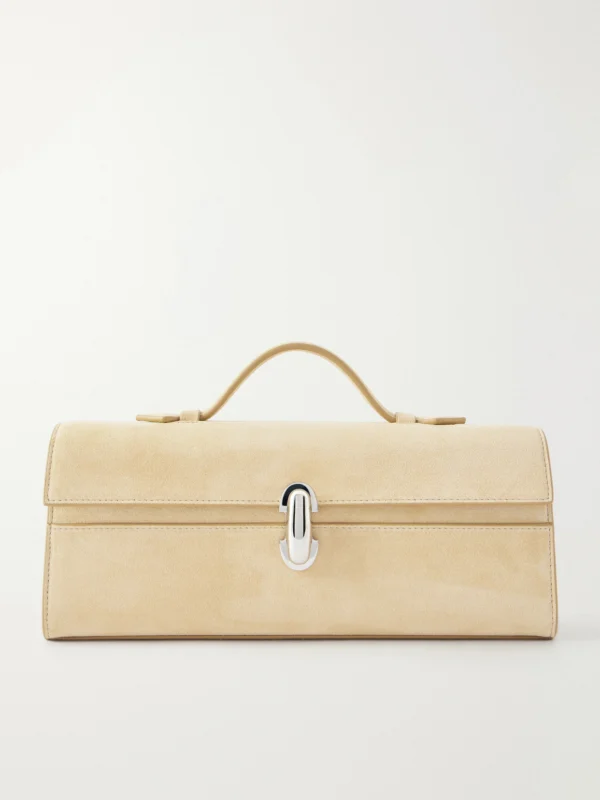 Savette Slim Symmetry Pochette Suede Top-handle Bag