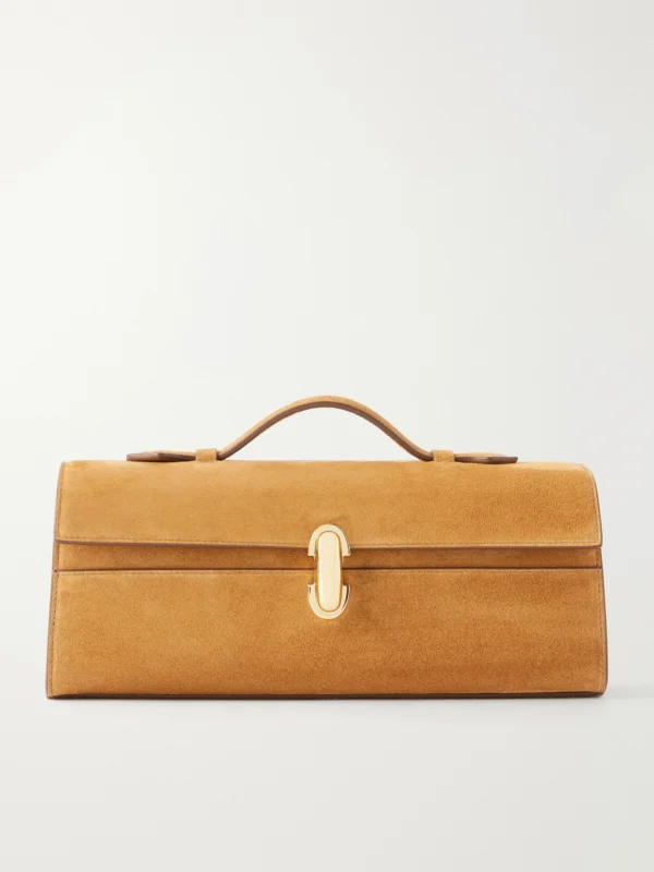 Savette Slim Symmetry Pochette Suede Top-handle Bag