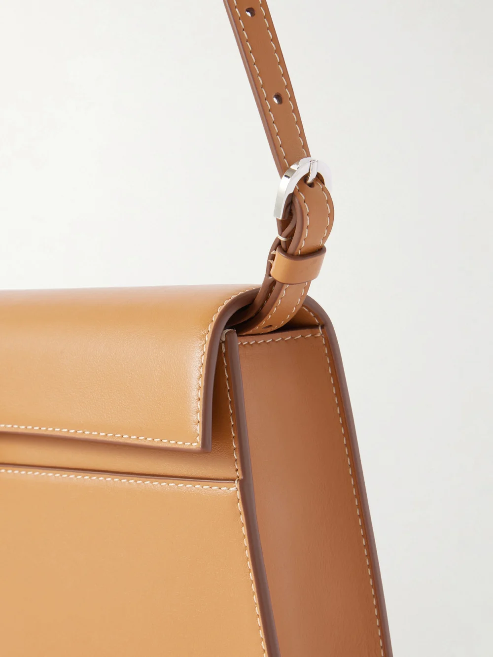Close-up detail of the Savette Symmetry Leather Shoulder Bag