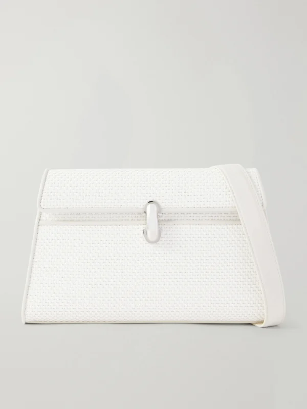 Savette Symmetry Leather-trimmed Woven Raffia Shoulder Bag
