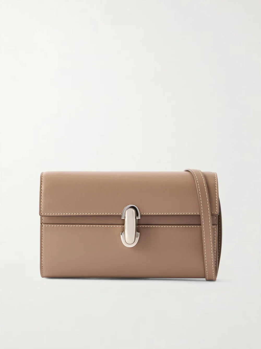 Savette Symmetry Mini Leather Shoulder Bag in taupe