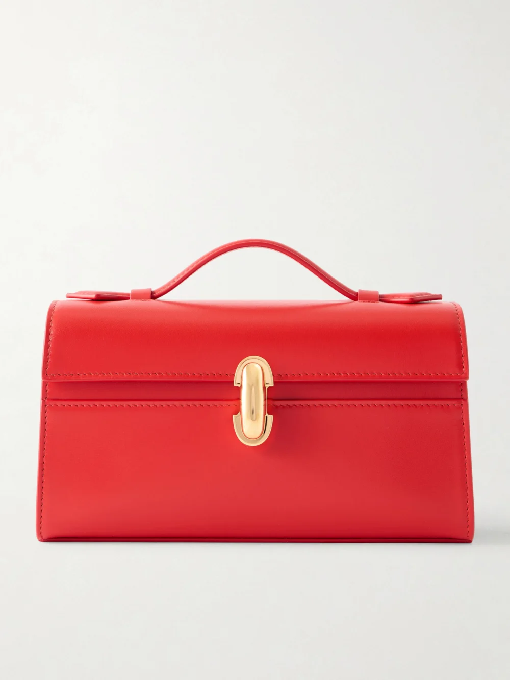 Savette Symmetry Pochette Leather Tote in red