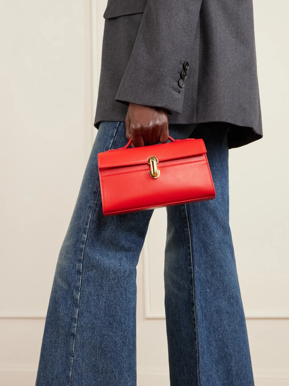 Savette Symmetry Pochette Leather Tote, styled view