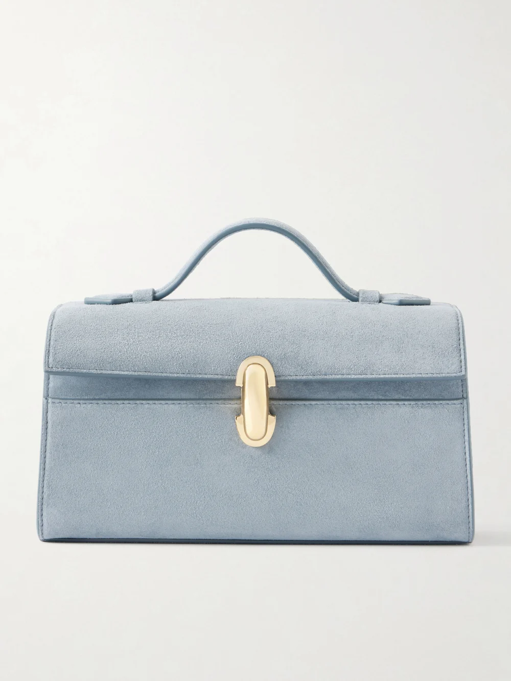 Savette Symmetry Pochette Suede Tote in light blue