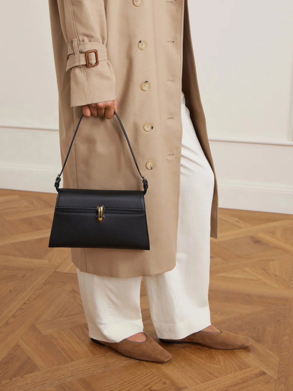 Savette Symmetry Textured-leather Shoulder Bag, styled view
