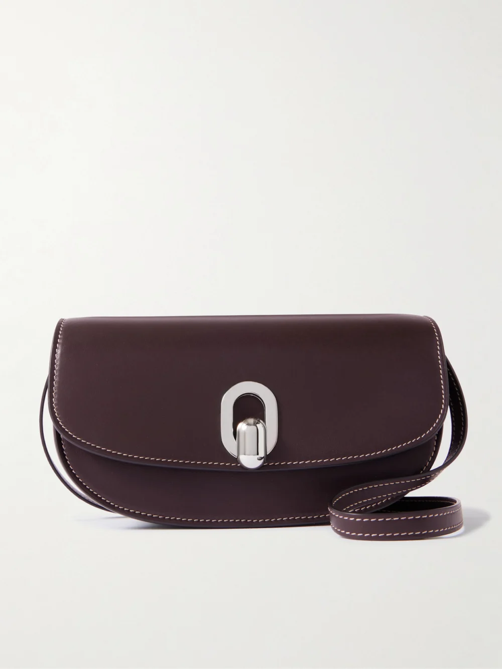 Savette Tondo Crescent Leather Shoulder Bag in dark purple