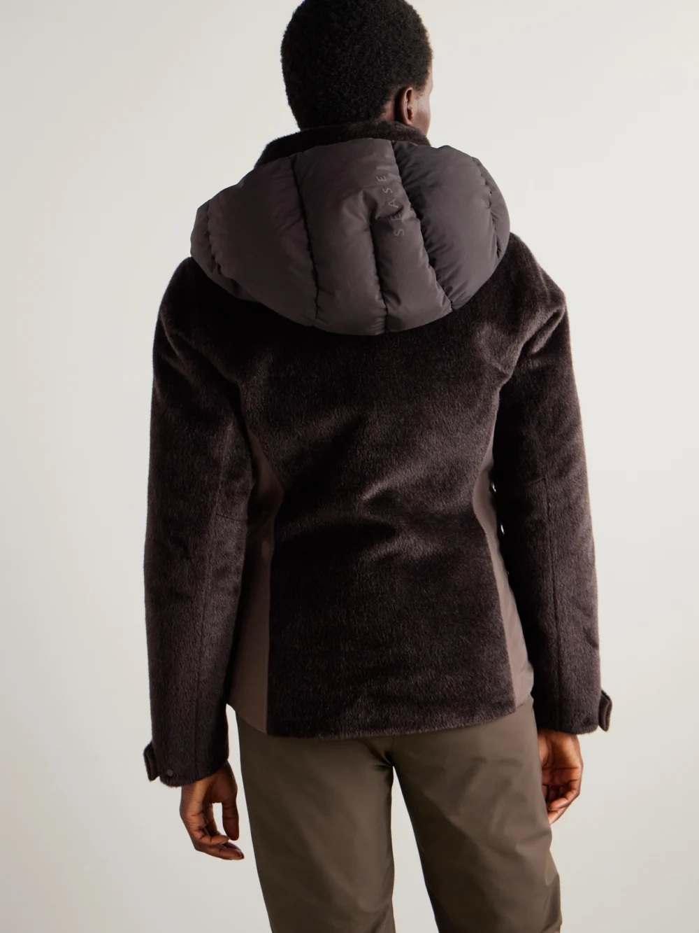 Back view of the Sease Armor 3.0 Hooded Padded Alpaca Jacket