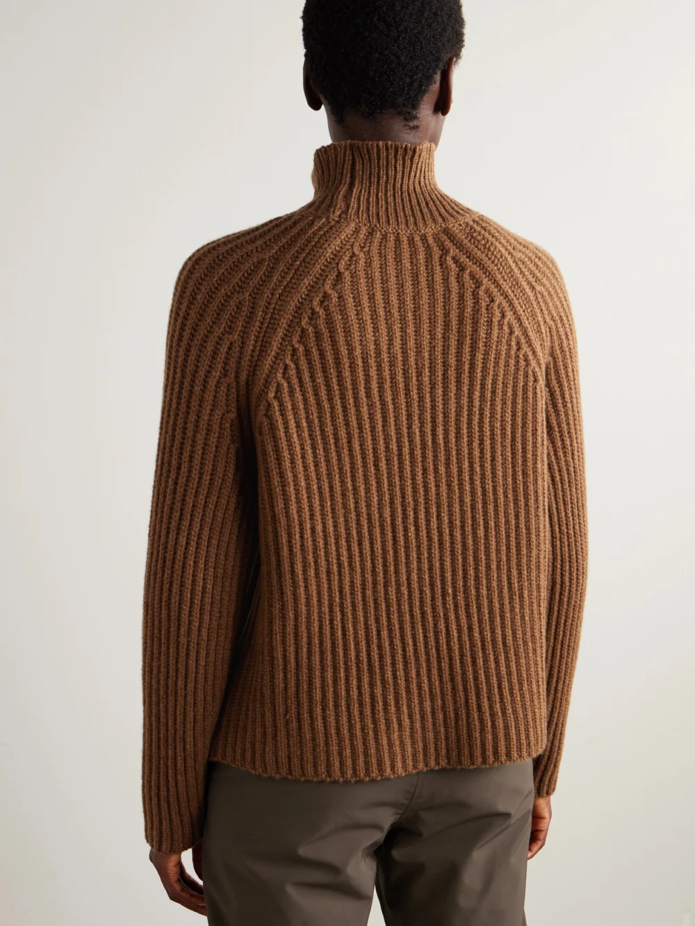 Back view of the Sease Athos Ribbed Cashmere Turtleneck Sweater