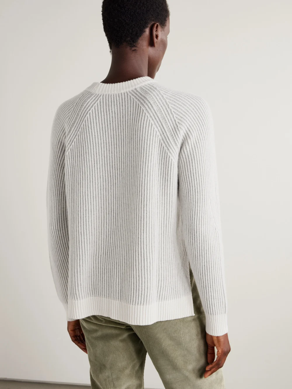 Back view of the Sease Ribbed Cashmere Sweater