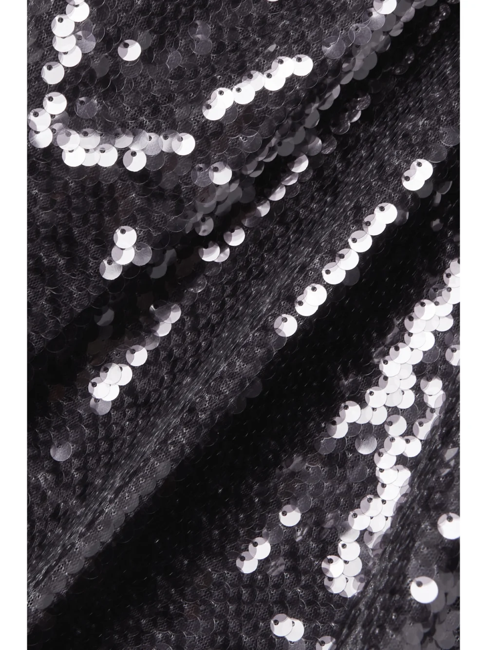 Close-up detail of the Self-Portrait Asymmetric Sequined Mesh Midi Dress