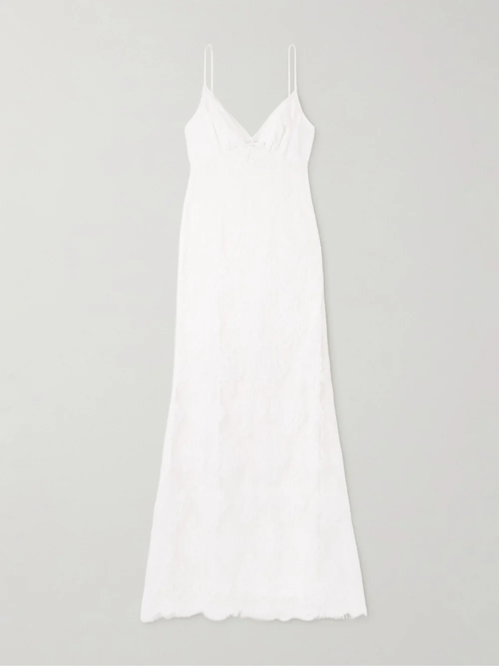 Self-Portrait Bow-embellished Cotton-blend and Lace Maxi Dress in white