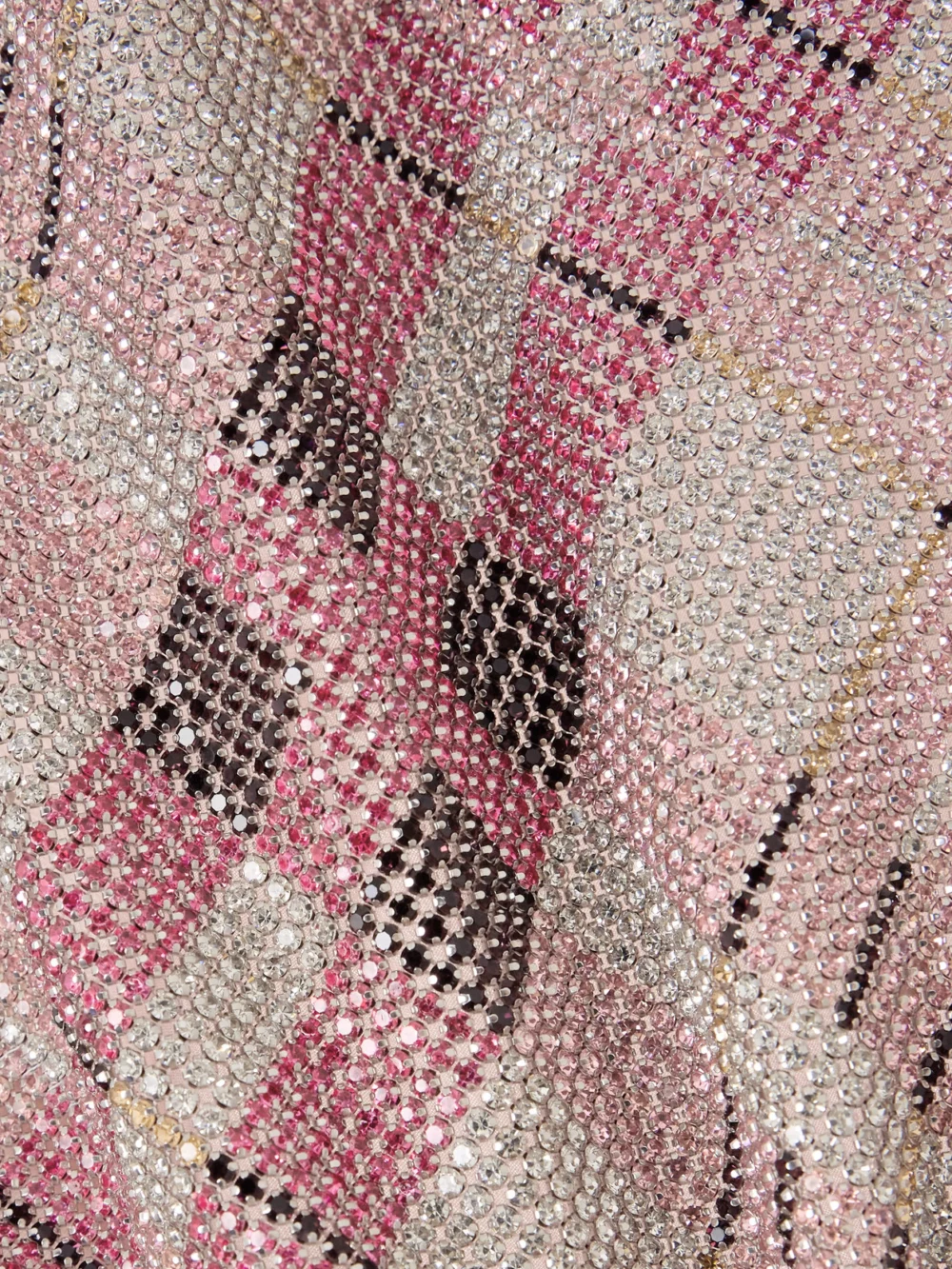 Close-up detail of the Self-Portrait Checked Crystal and Chainmail-embellished Faille Halterneck Top