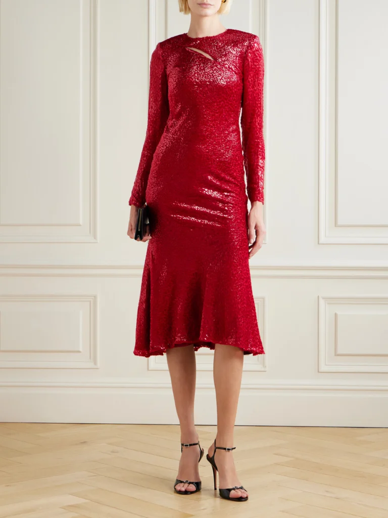 Self-Portrait Cutout Fil Coupé Midi Dress