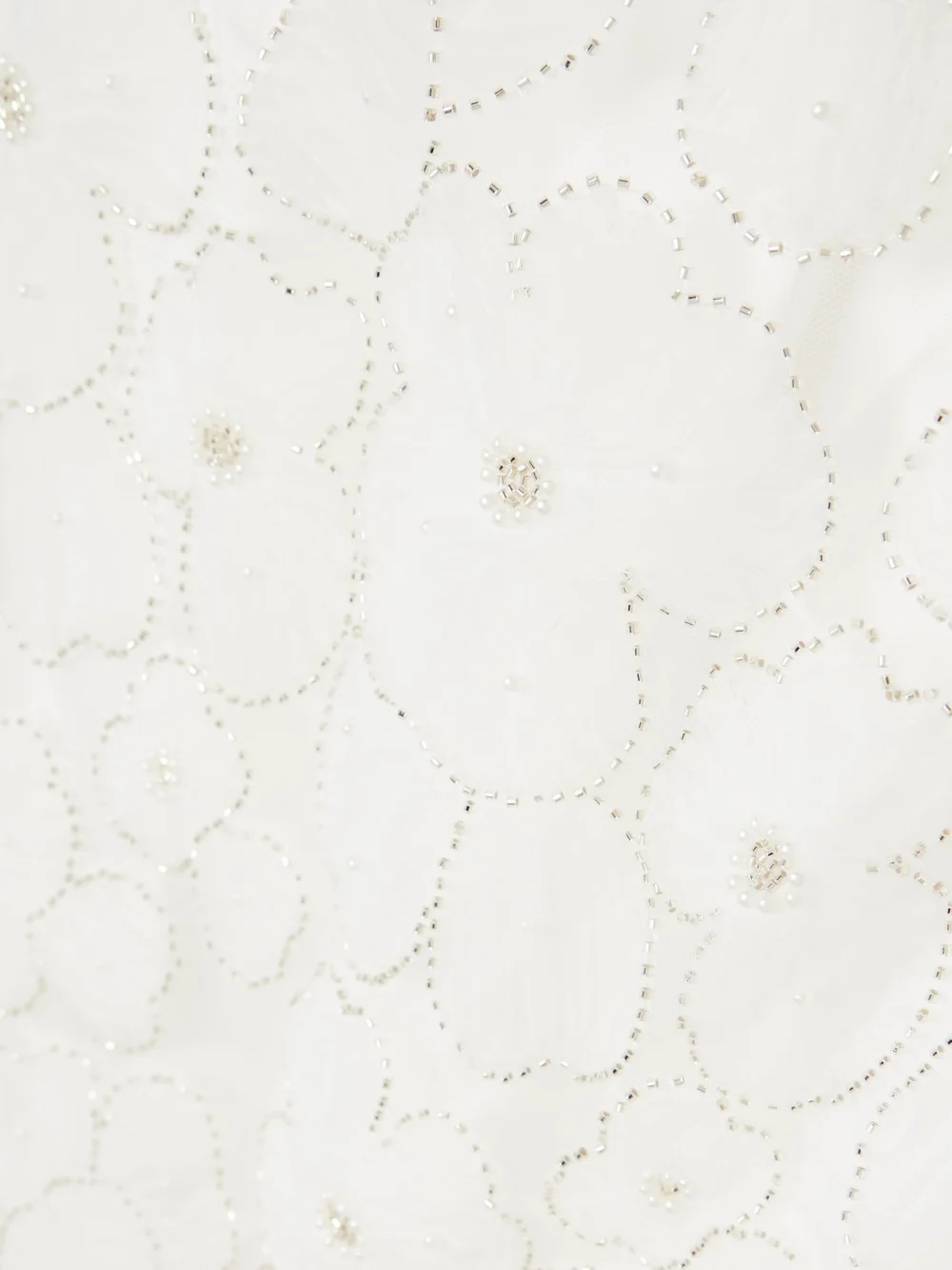 Close-up detail of the Self-Portrait Embellished Appliquéd Tulle and Satin Mini Dress