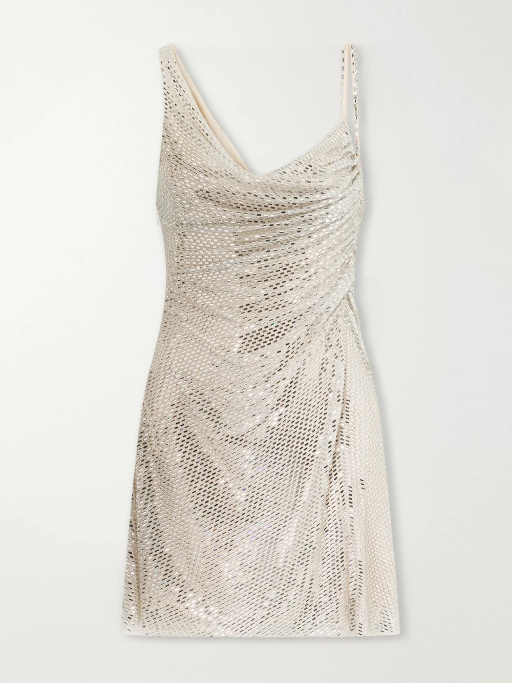 Self-Portrait Embellished Draped Tulle Mini Dress in silver