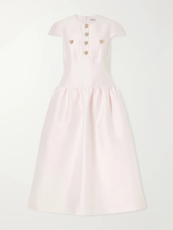 Self-Portrait Embellished Taffeta Midi Dress