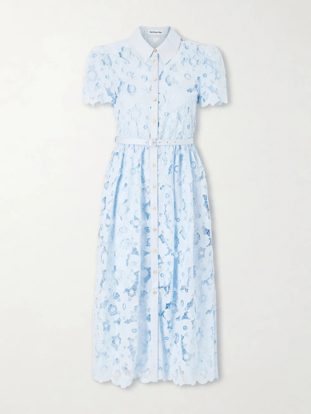 Self-Portrait Embroidered Guipure Lace Midi Dress in blue
