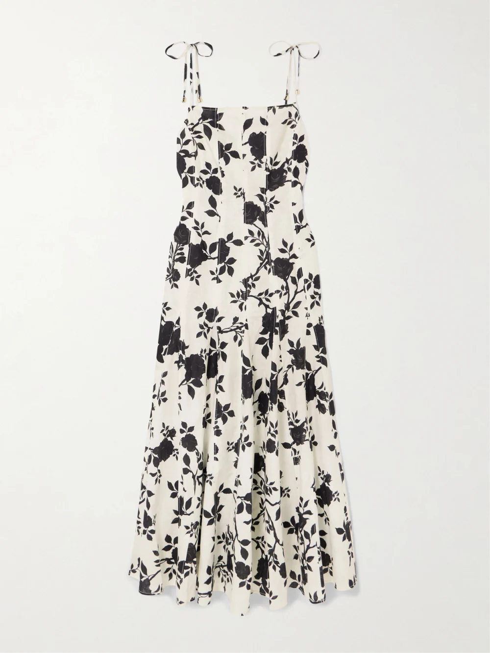 Self-Portrait Floral-print Linen and Cotton-blend Midi Dress in off-white