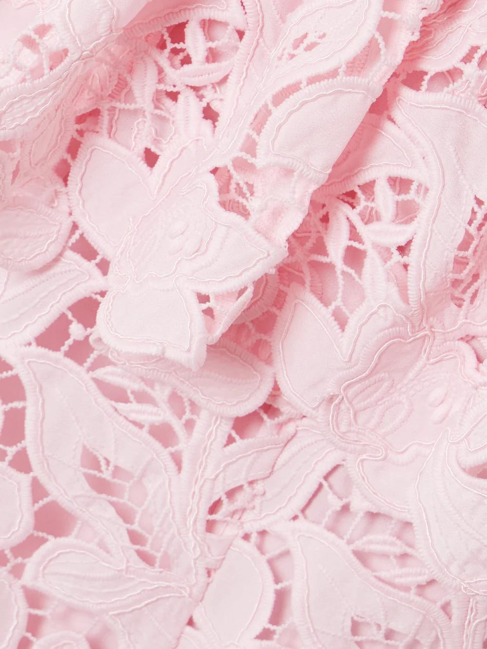 Close-up detail of the Self-Portrait Guipure Lace Peplum Midi Dress