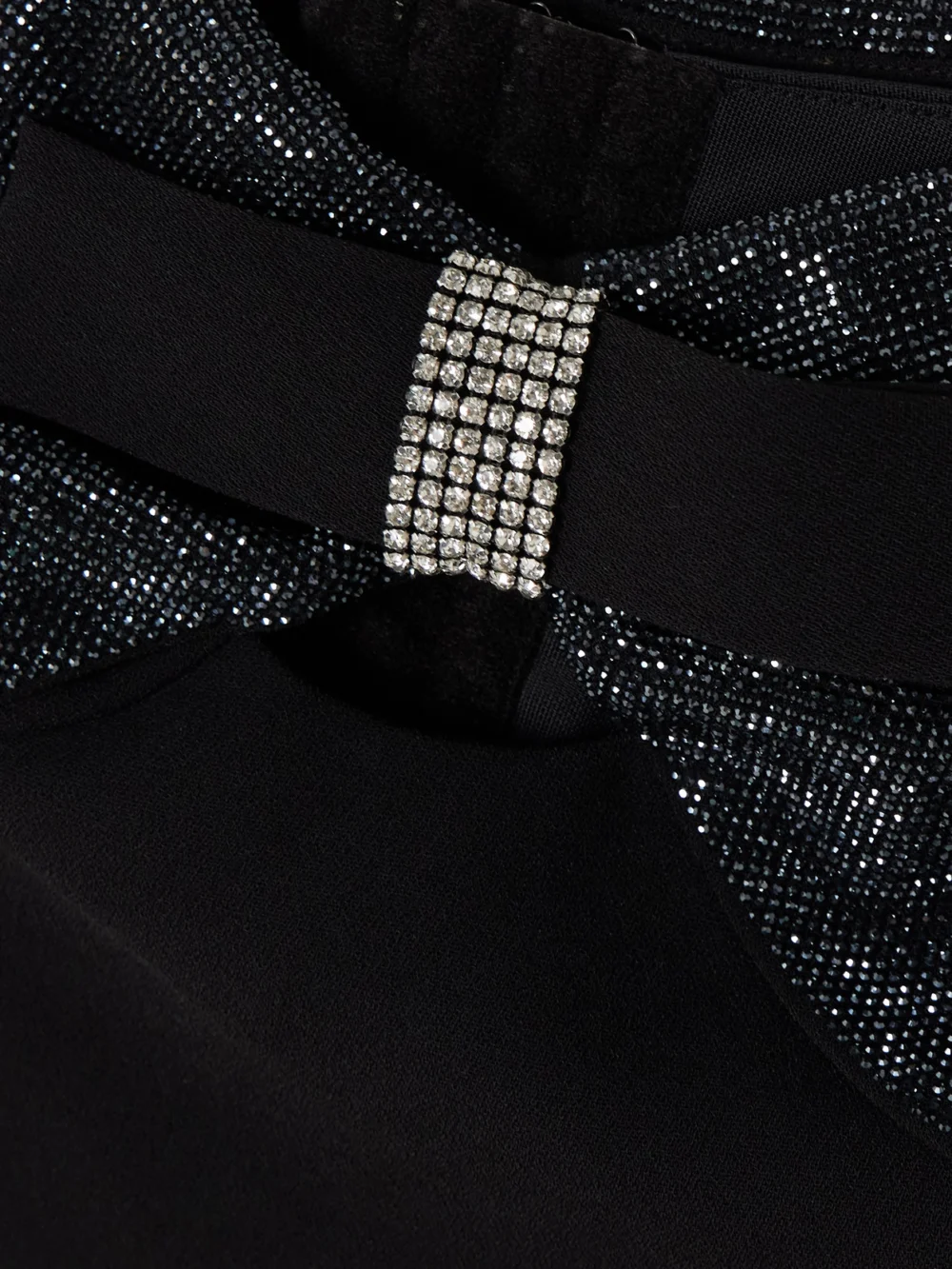 Close-up detail of the Self-Portrait Off-the-shoulder Bow and Crystal-embellished Crepe Top