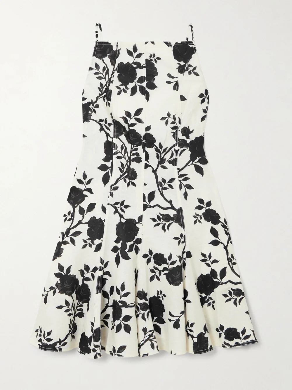 Self-Portrait Open-back Bow-detailed Floral-print Linen and Cotton-blend Mini Dress in white
