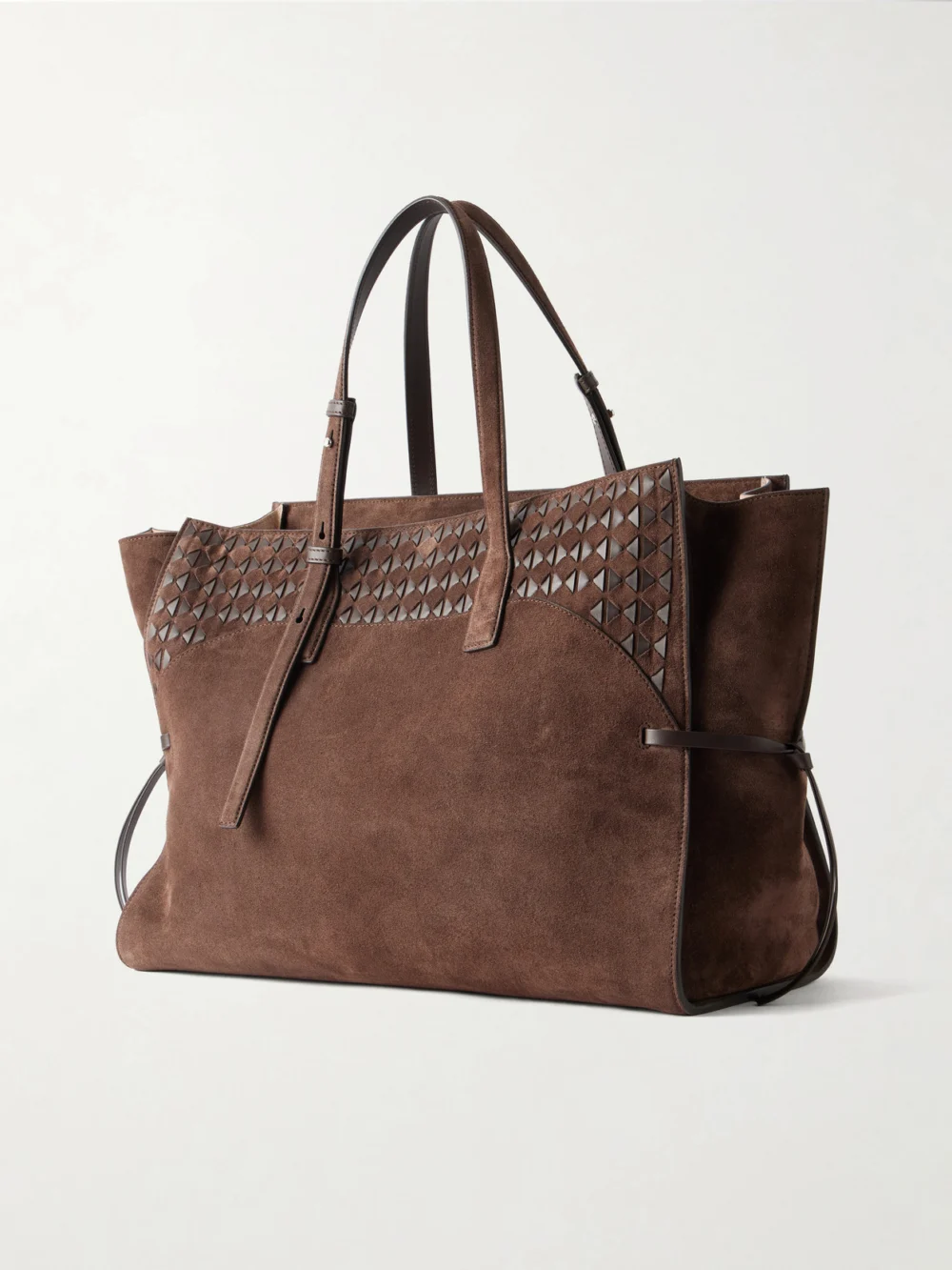 Back view of the Serapian Maro Maxi Leather-trimmed Suede Tote