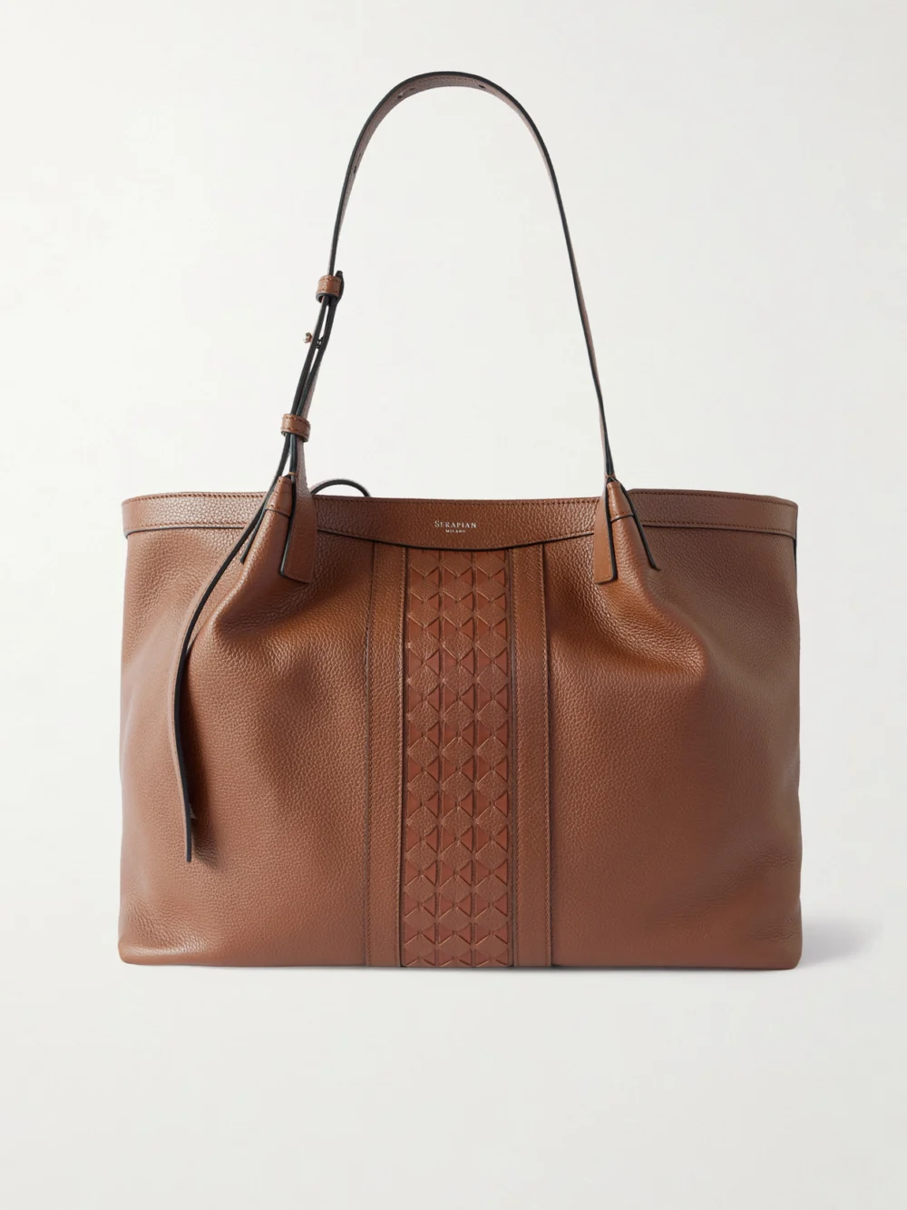 Serapian Secret Textured-leather Tote in brown