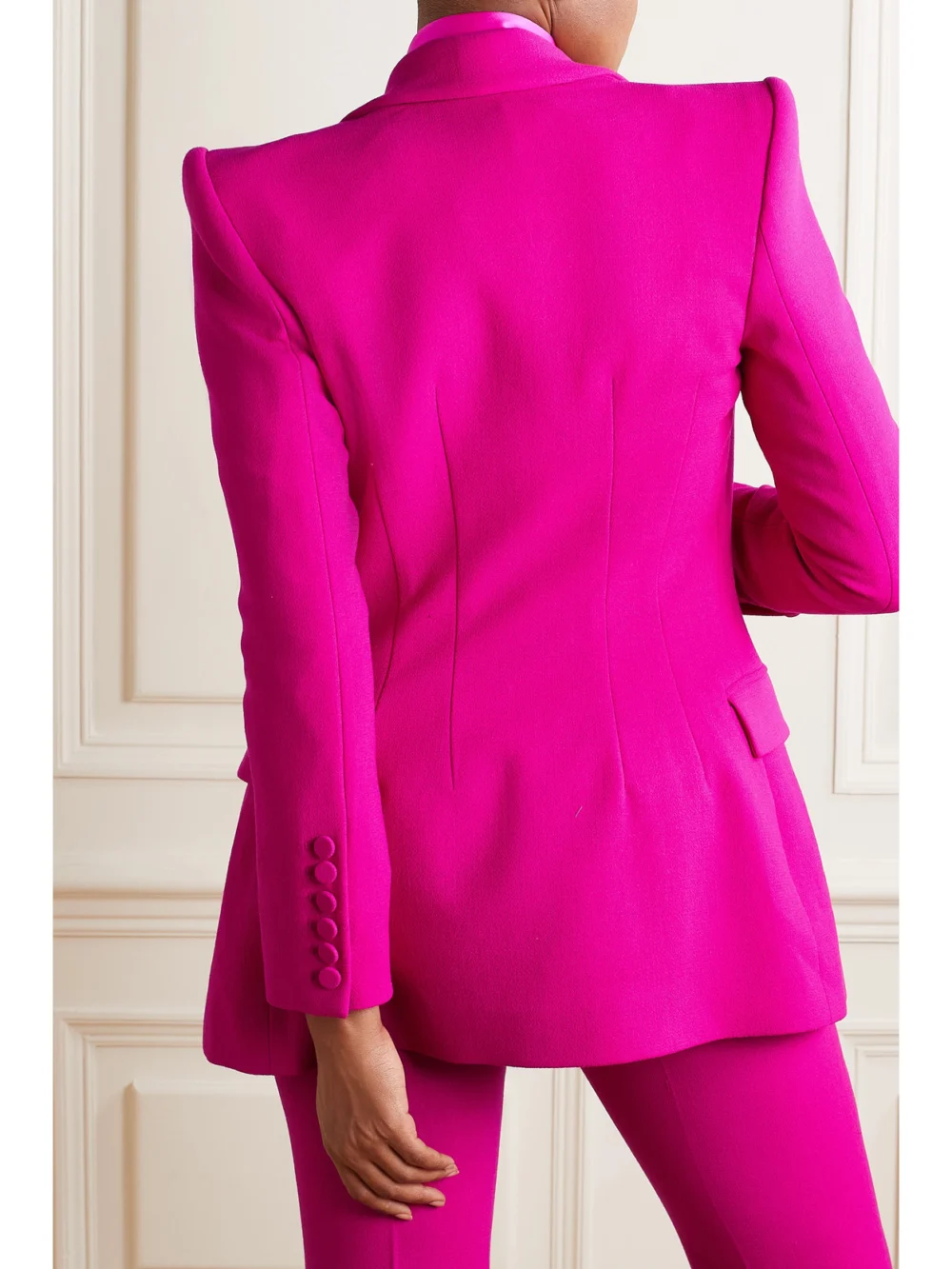 Back view of the Sergio Hudson Double-breasted Wool Blazer