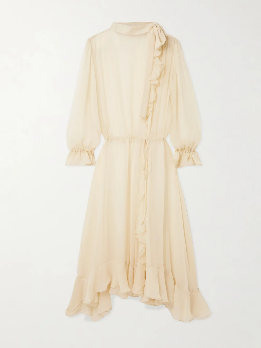 Sharon Wauchob Abae Asymmetric Ruffled Silk-mousseline Midi Dress in ivory